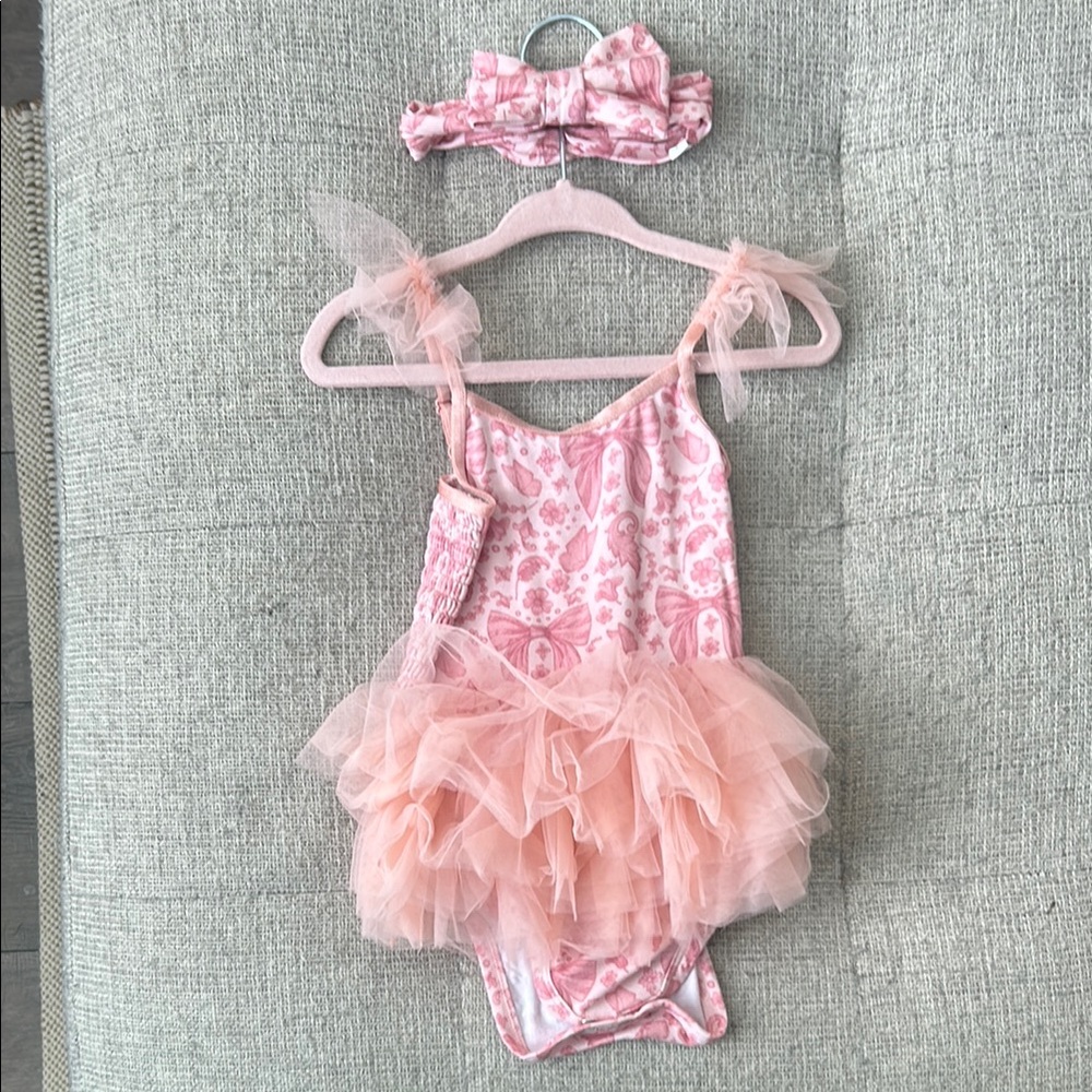 Pink Floral Tutu Dress with Headband